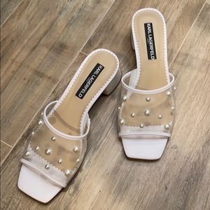 Pearl white mule sandals